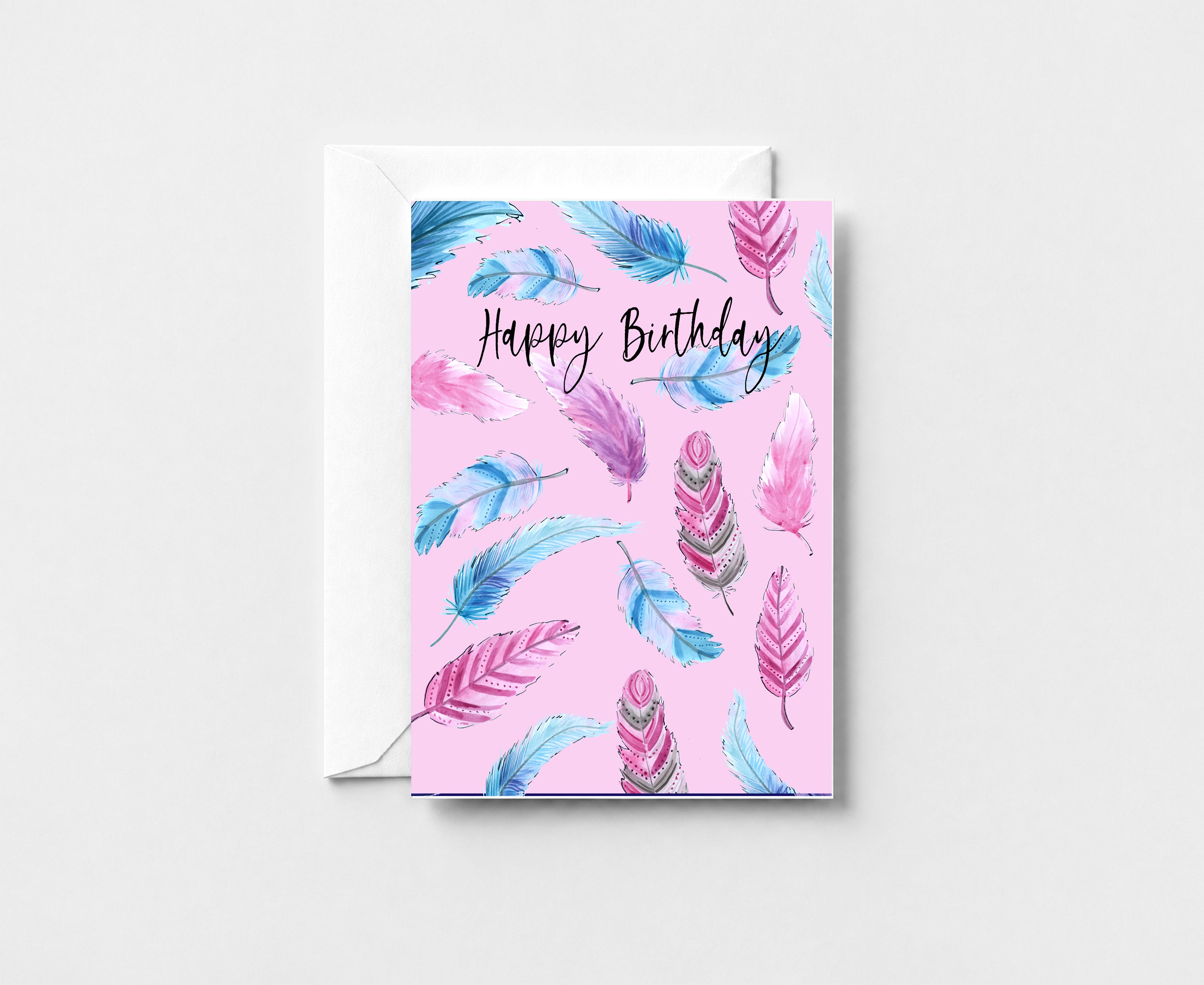 Happy Birthday Feather 3 Greeting Card GC022
