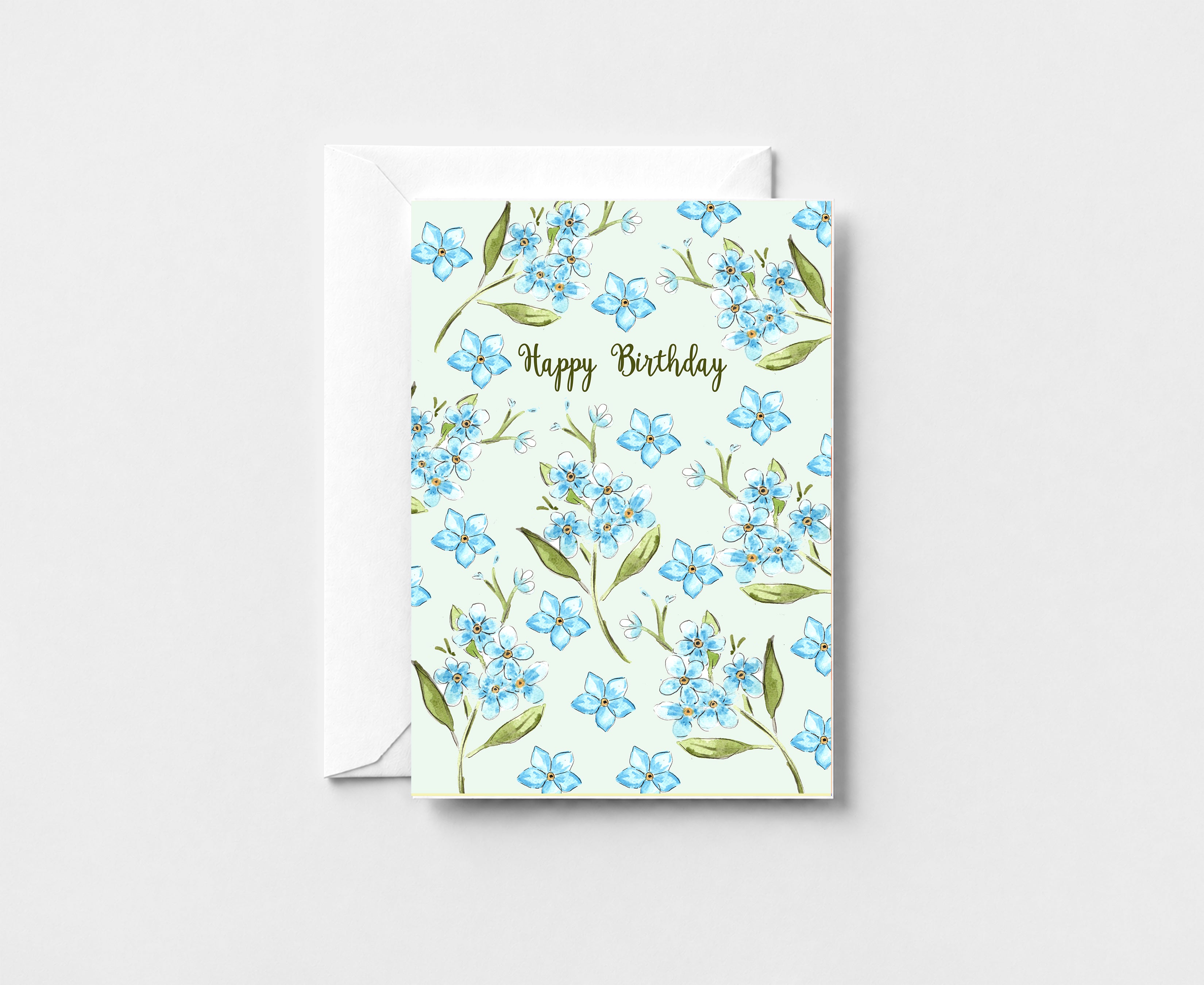 Happy Birthday Blue Flowers GC030