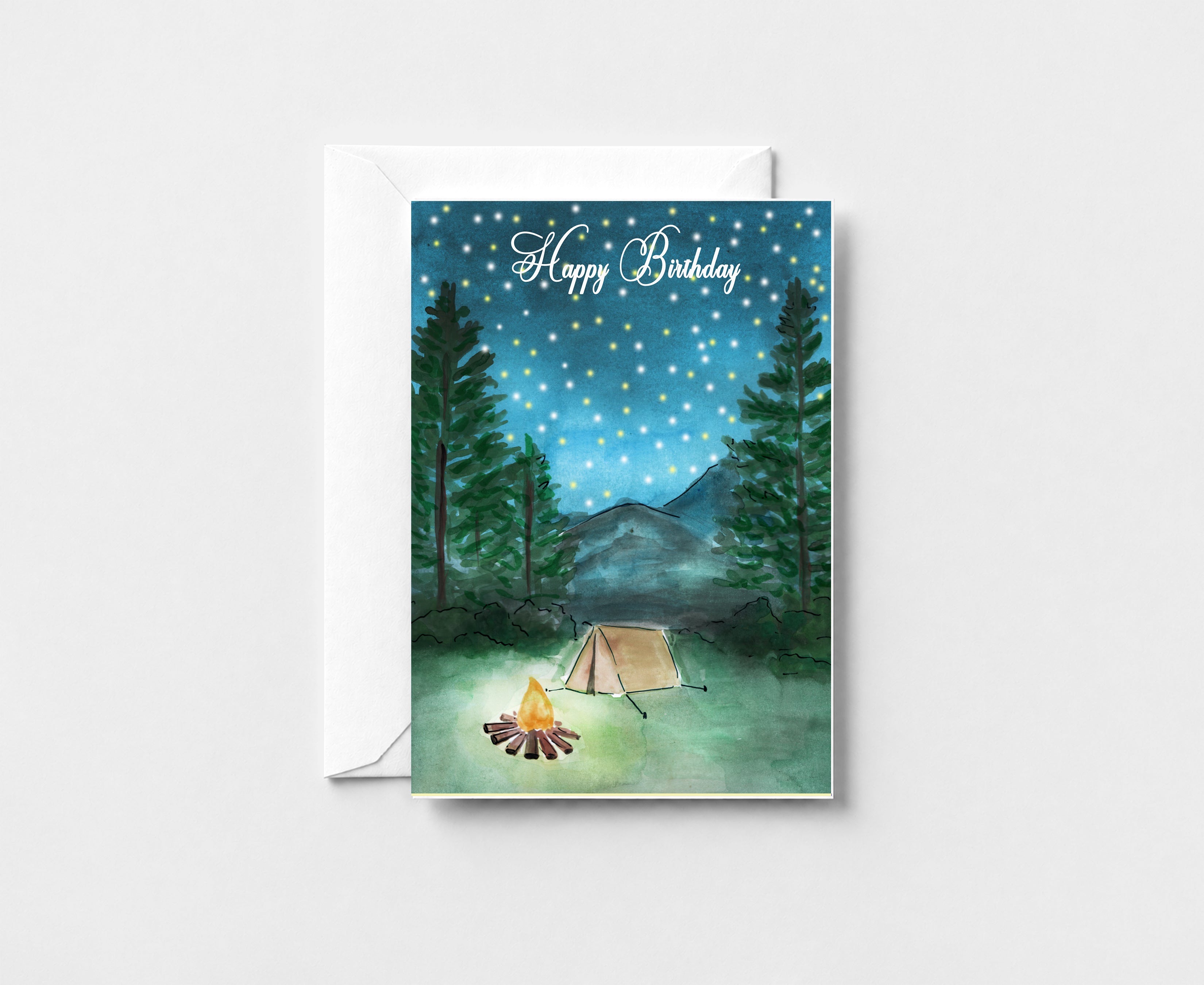 Happy Birthday Camping Night Greeting Card GC034